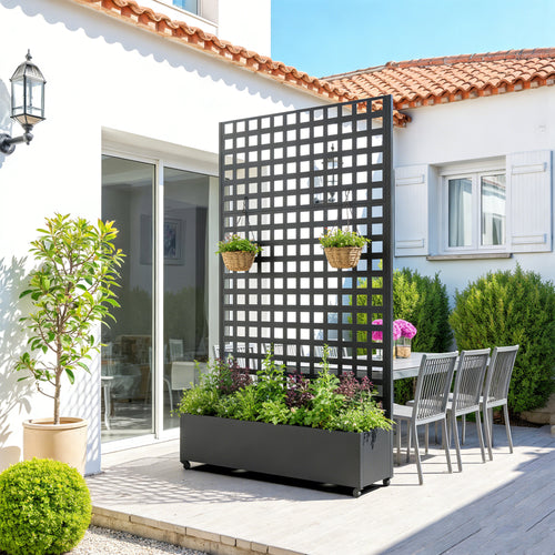 Kamerscherm Toma met plantenbak 190x82x38 cm zwart cas