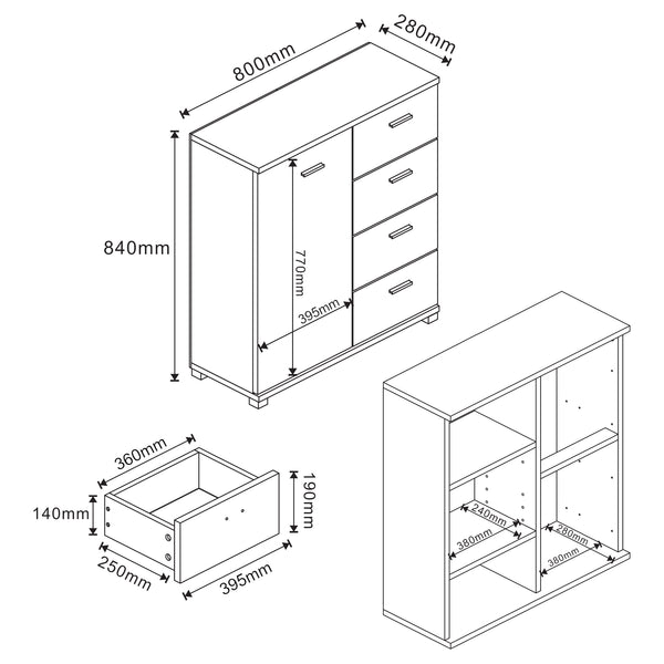 [en.casa] Halmeubel Döbritz 84x80x28 cm - 3 varianten