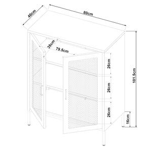 [en.casa] Vitrinekast Falköping 101,5x80x40 cm metaal - 2 varianten