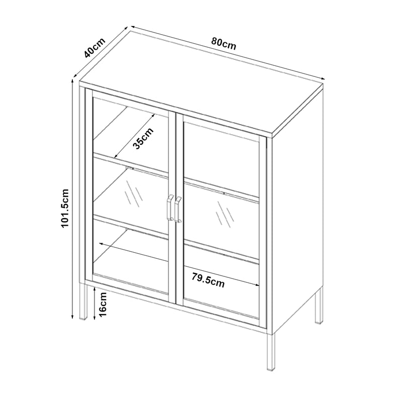 Maatschets [en.casa] Vitrinekast Fauske 101,5x80x40 cm - 2 varianten