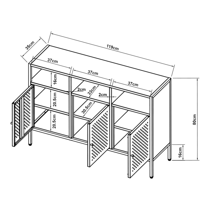 Maatschets Commode Janakkala dressoir zwart [en.casa]