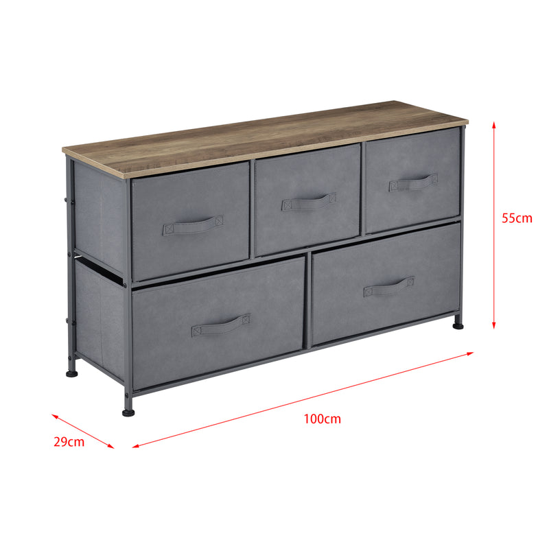 Maatschets Commode met lades grijs stof en hout - 4 varianten