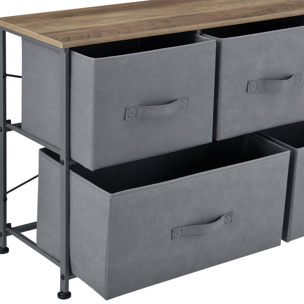 Commode met lades grijs stof en hout - 4 varianten
