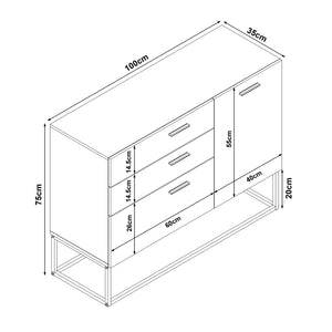 Sideboard Lavangen commode 75x100x35 cm [en.casa]