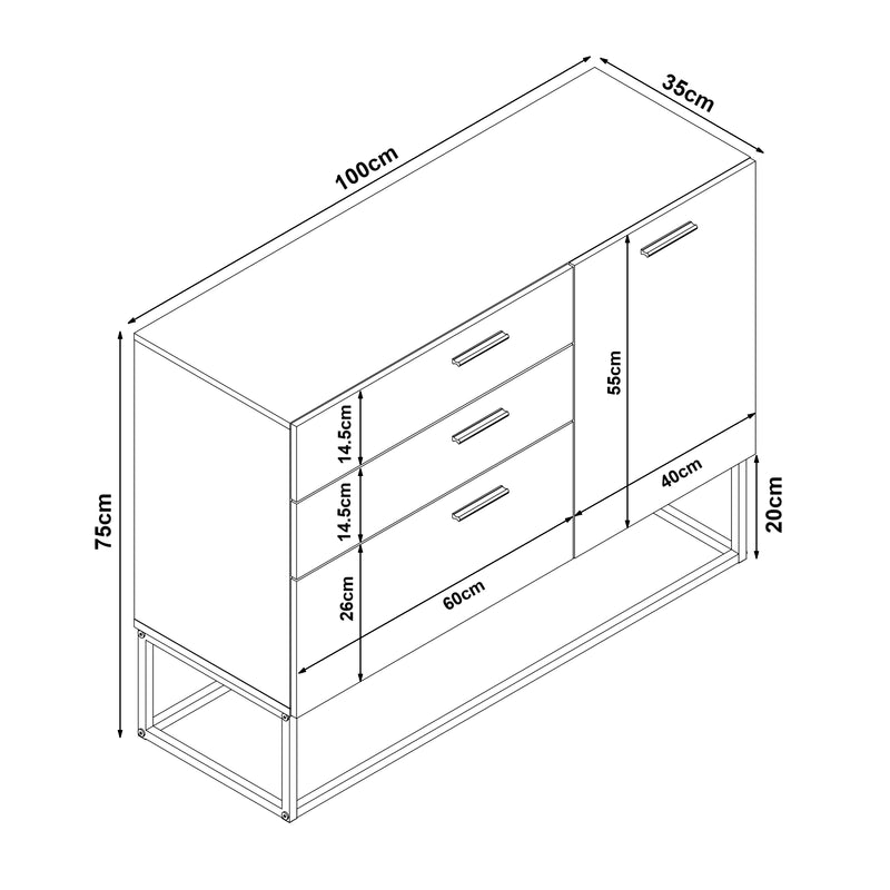 Maatschets Sideboard Lavangen commode 75x100x35 cm [en.casa]