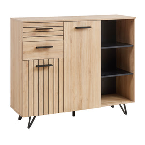 Dressoir Noppen eikenkleurig en zwart [en.casa]