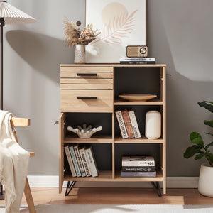 Dressoir Noppen eikenkleurig en zwart [en.casa]