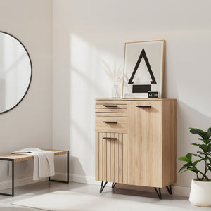 Dressoir Noppen eikenkleurig en zwart [en.casa]