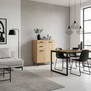 Dressoir Noppen eikenkleurig en zwart [en.casa]