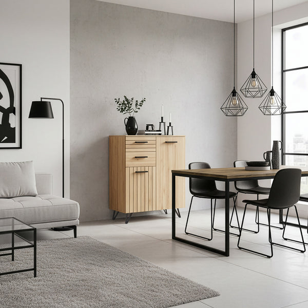 Dressoir Noppen eikenkleurig en zwart [en.casa]