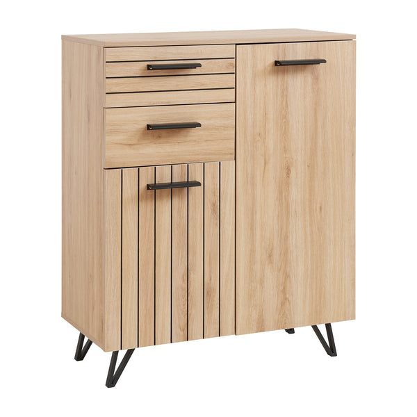 Dressoir Noppen eikenkleurig en zwart [en.casa]