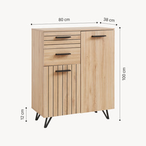 Dressoir Noppen eikenkleurig en zwart [en.casa]