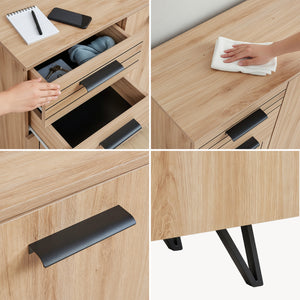 Dressoir Noppen eikenkleurig en zwart [en.casa]