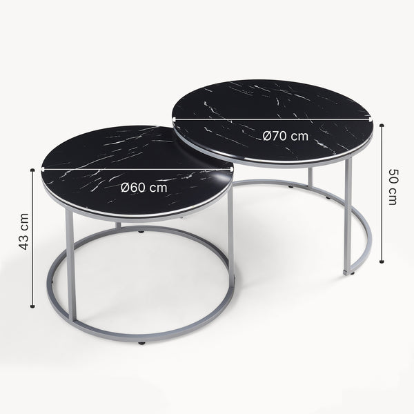 [en.casa] Salontafel Skagen set van 2 rond - 3 varianten