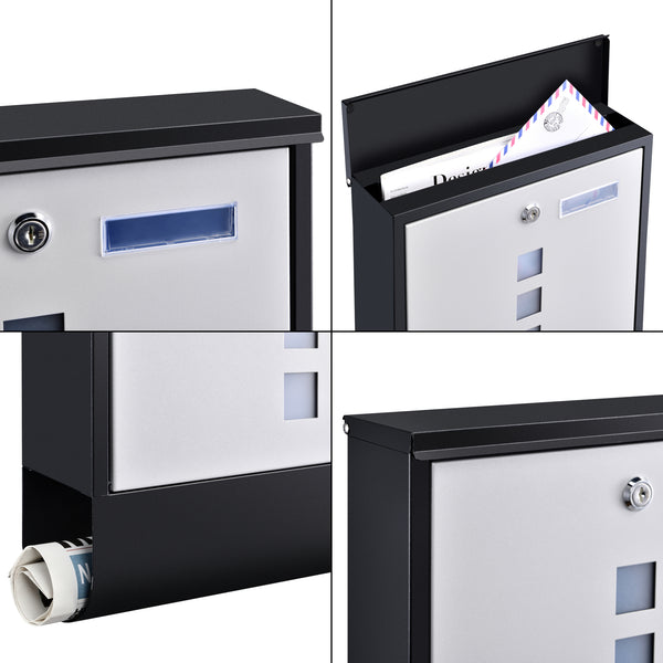 [en.casa] Brievenbus Sanitz 33,5x30,5x9,6 cm staal gegalvaniseerd