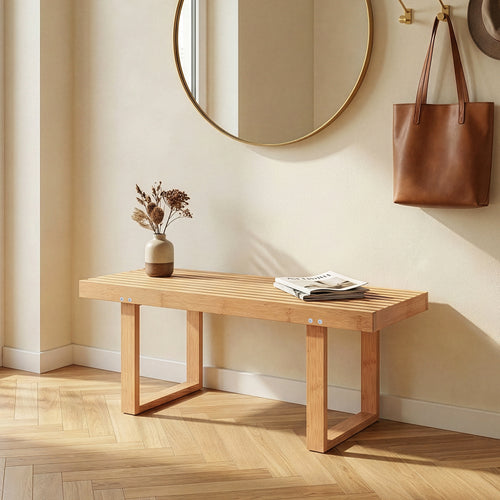 Zitbank Aarela 91x41x38 cm Bamboe [en.casa]