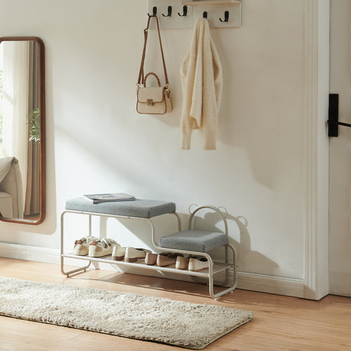 Schoenenbank Jässaatka met kinderkruk 100x32x46 cm grijs [en.casa] 