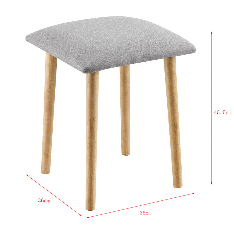 Maatschets Krukje Gera met beuken poten 45,5x36x36 cm - 3 kleuren