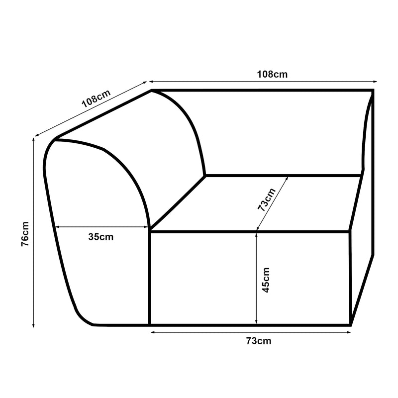 Maatschets Element Hurvas voor modulaire zitbank [en.casa]