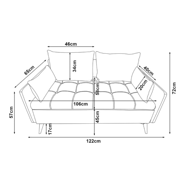 [en.casa] 2-zitsbank Sysmä 72x122x65 cm kunstleer - 5 varianten