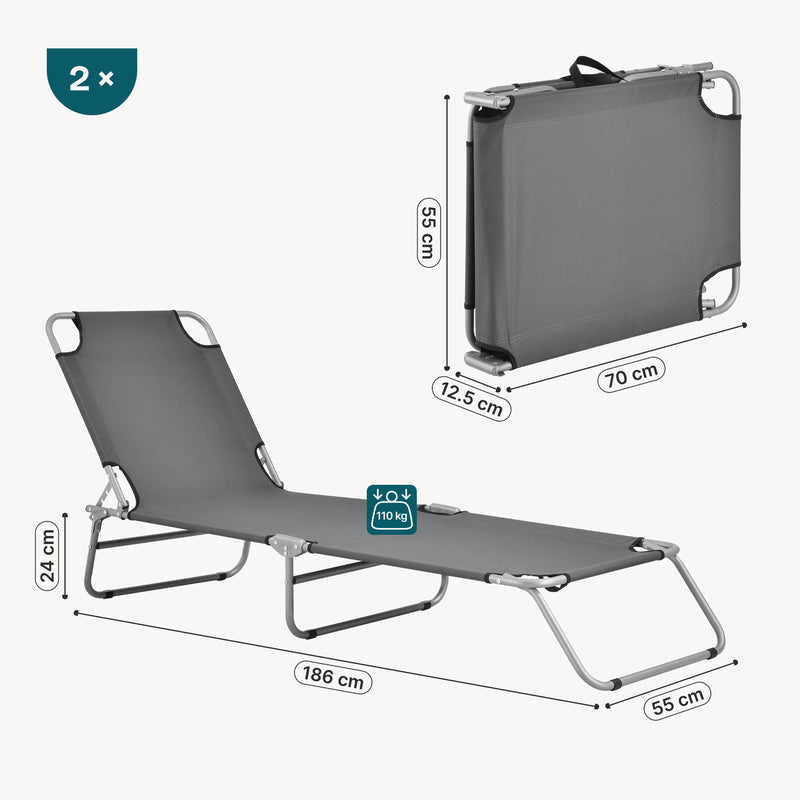 Maatschets Ligbed set van 2 Carcao 186x55x24 cm casa.pro