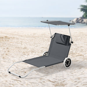 Ligbed Lazkano inklapbaar met luifel en wielen 150x62x14 cm - 2 kleuren