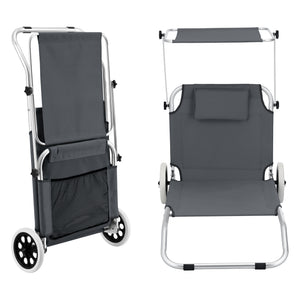 Ligbed Lazkano inklapbaar met luifel en wielen 150x62x14 cm - 2 kleuren