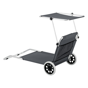 Ligbed Lazkano inklapbaar met luifel en wielen 150x62x14 cm - 2 kleuren