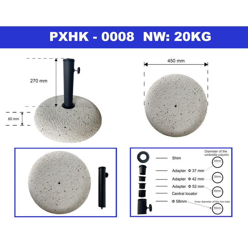 Maatschets Parasolvoet Bitritto parasolhouder beton rond Ø45x6 cm casa.pro