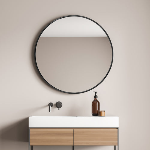 Wandspiegel Ordona zwart rond in versch. maten [en.casa] - premiumXL