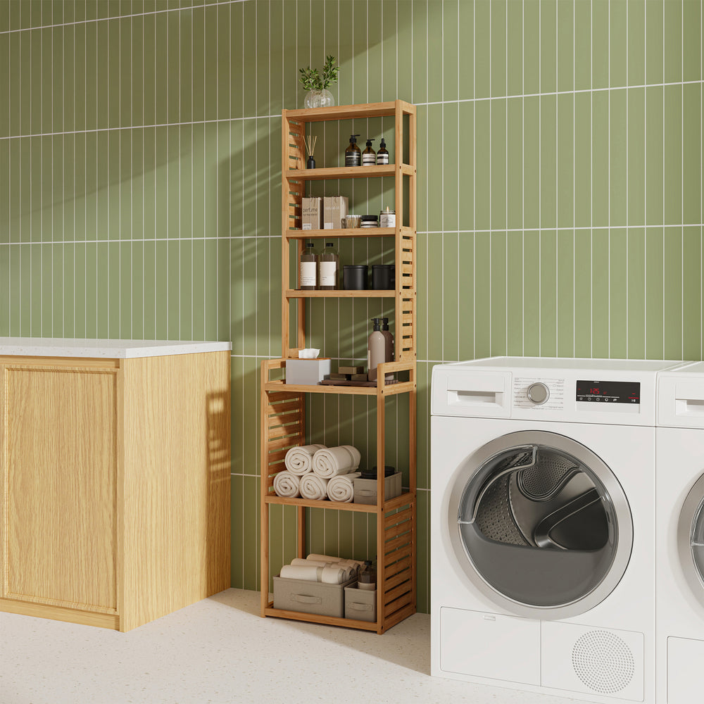Standregal Forssa 165 x 42 x 28 cm Bamboe Natuur [en.casa] - premiumXL