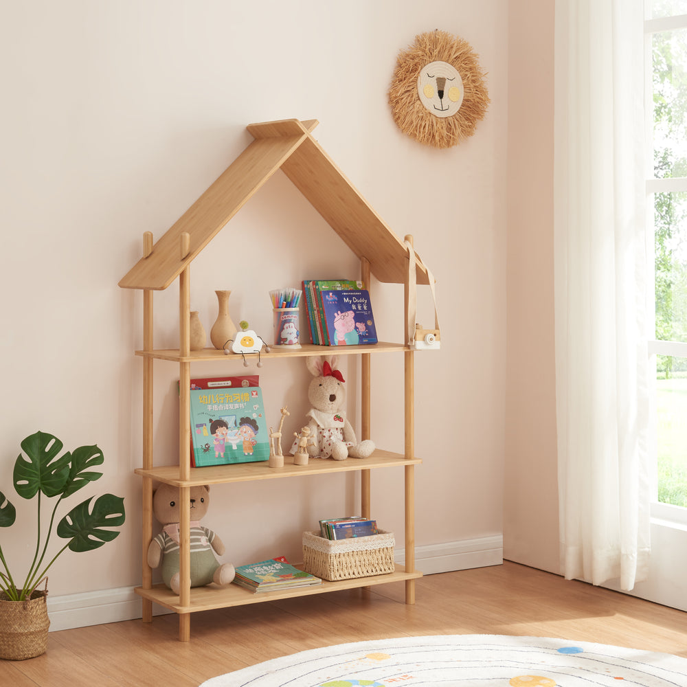 Kinderregal Hamarøy Bamboe in huisoptiek 137x90x30cm [en.casa] - premiumXL