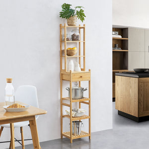 Standregal Siilinjärvi van bamboe 163 x 33 x 28 cm tot 5 kg Natuur [en.casa] - premiumXL