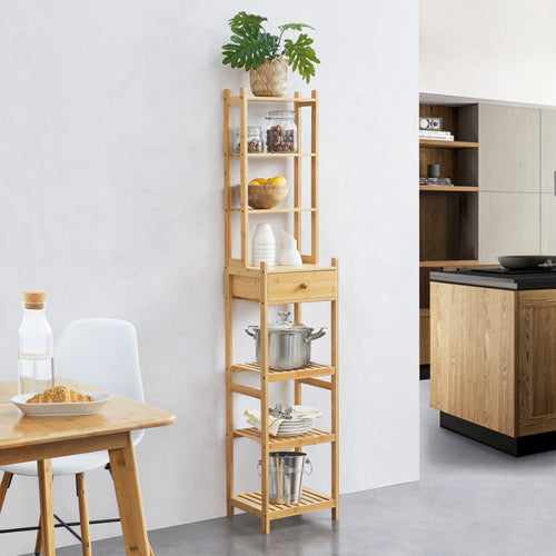 Standregal Siilinjärvi van bamboe 163 x 33 x 28 cm tot 5 kg Natuur [en.casa] - premiumXL