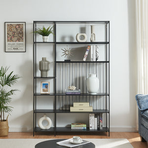 Boekenkast Rælingen open kast zwart [en.casa]
