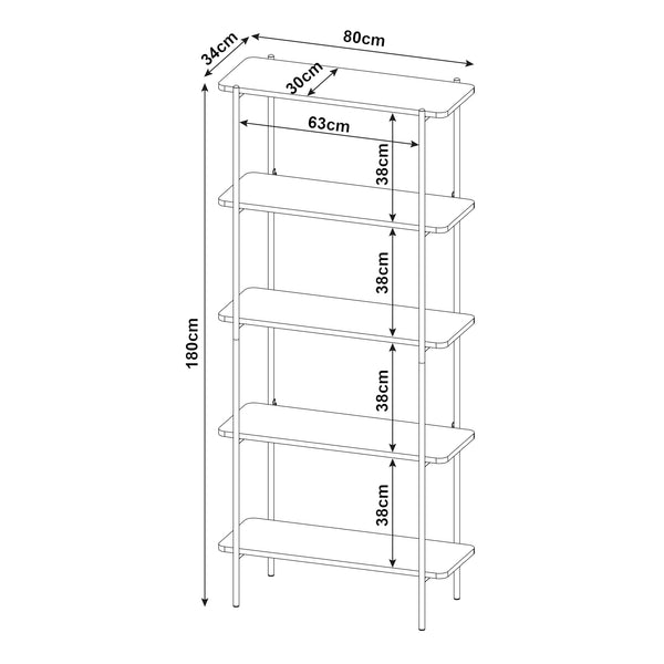 Boekenkast Samnanger open kast zwart [en.casa]