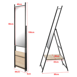[en.casa] Spiegel vrijstaand Chamois 150x44x60 cm zwart en eikenkleurig - 2 varianten