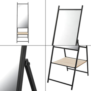 [en.casa] Spiegel vrijstaand Chamois 150x44x60 cm zwart en eikenkleurig - 2 varianten
