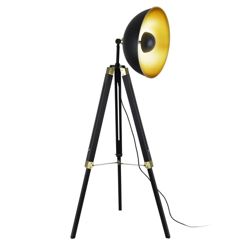Staande lamp Ottawa vloerlamp 148 cm hout metaal E27 zwart