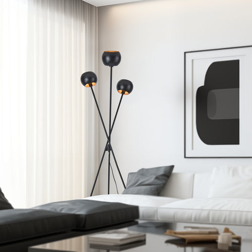 Stehlampe Nykvarn 3 - flammig Zwart / Goudkleurig [lux.pro] - premiumXL