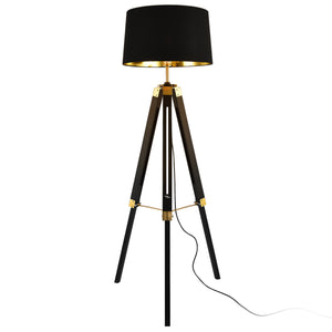 Staande lamp Karlsbad vloerlamp 145 cm zwart en messing E27