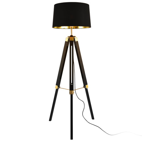 Staande lamp Karlsbad vloerlamp 145 cm zwart en messing E27