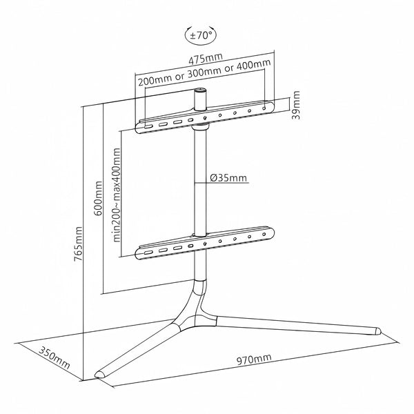 TV standaard Ystad 76,5x97x35 cm zwart en houtkleurig 65-70 inch pro.tec