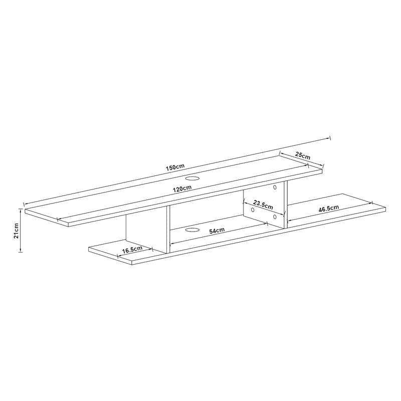 Maatschets [en.casa] TV wandplank Støvring 21x150x25 cm - 3 varianten