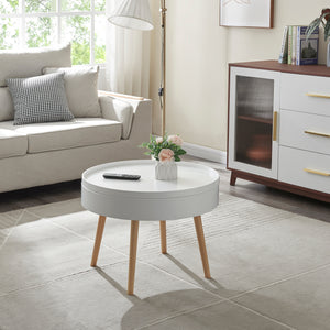 Salontafel Bongard 45xØ60 cm rond wit en naturel [en.casa]
