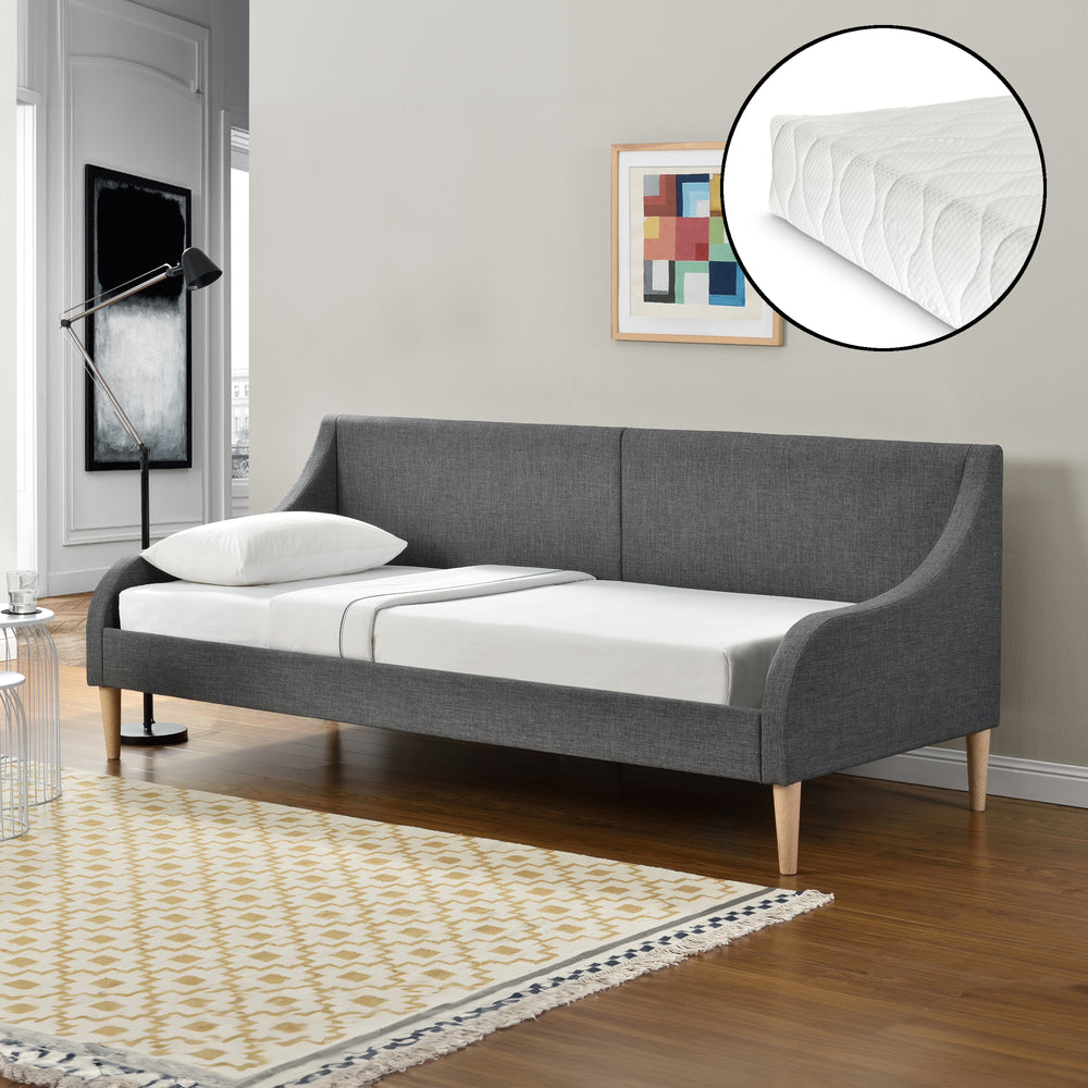 Tagesbett 90x200 cm met of zonder koudschuimmatras Donkergrijs en.casa - premiumXL