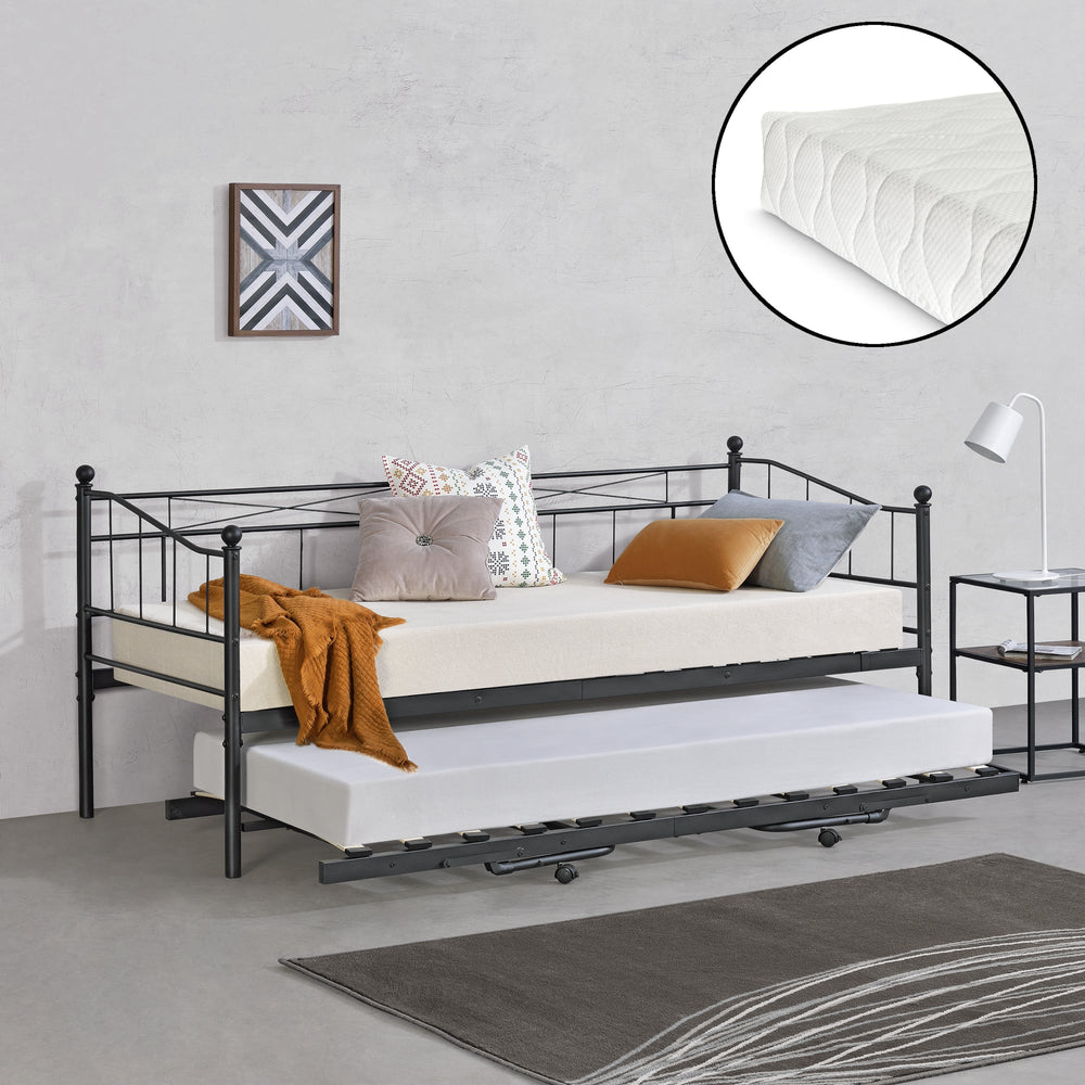 Metalen bed Skutskär met matras 90x200cm in verschillende kleuren en.casa - premiumXL
