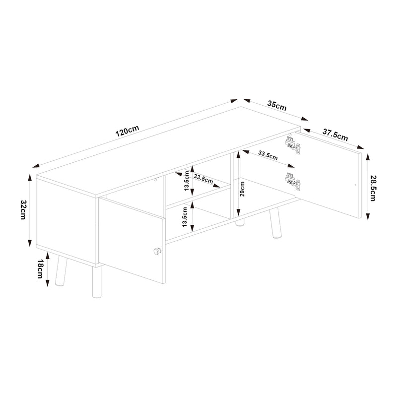 Maatschets Tv-meubel Reyljand 120x35x50 cm [en.casa]