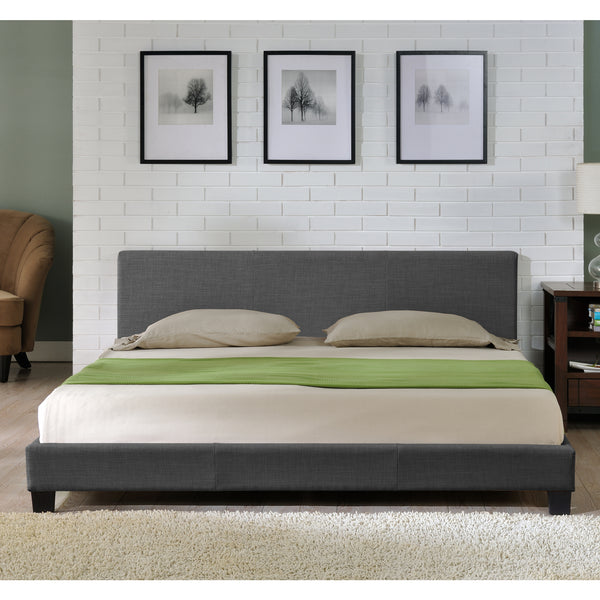 Houten tweepersoonsbed stof donkergrijs met of zonder LED-verlichting en matras - 8 varianten