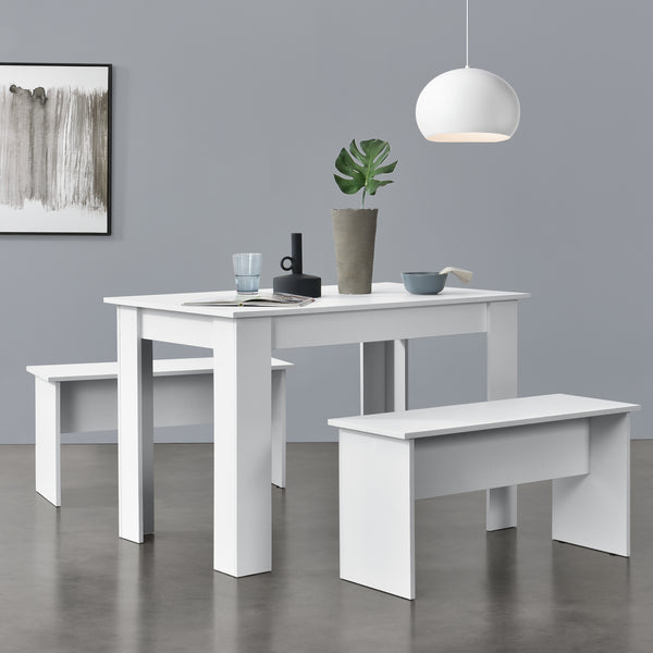 Eethoek set tafel 110x70x73 en banken 86,5x33x43,5 cm - 4 kleuren